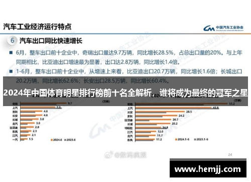 2024年中国体育明星排行榜前十名全解析，谁将成为最终的冠军之星